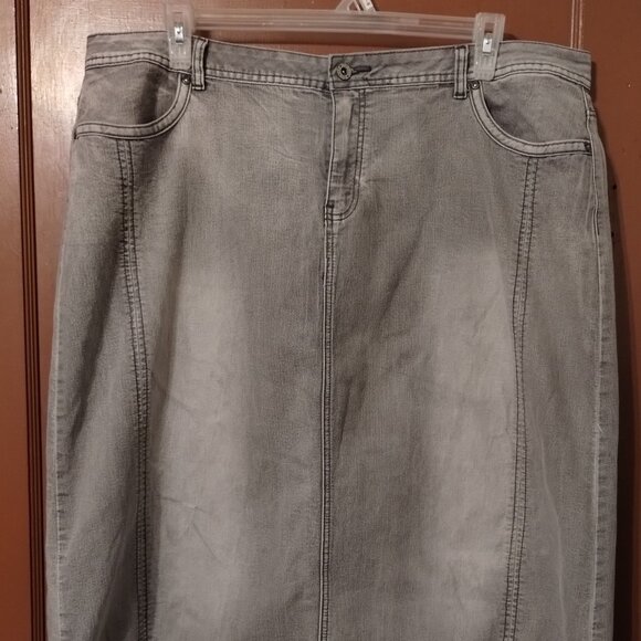 PLUS SIZE 22W CATO LONG STRAIGHT SKIRT-BLACK/GRAY-NO SLITS-MODEST - Picture 1 of 4